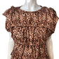 River Island Women's Leopard Print Blouse UK10 Short Sleeve Peplum Style