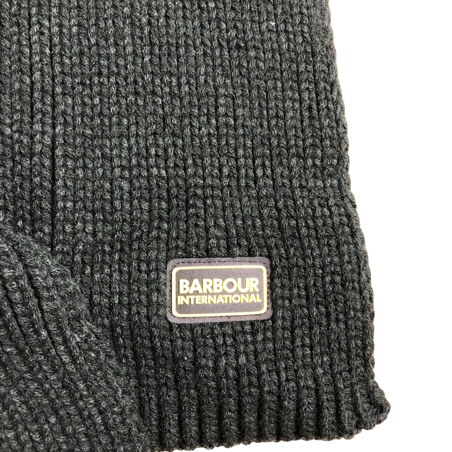 Barbour International One Size Mens Black Knit Scarf Warm Winter Accessory