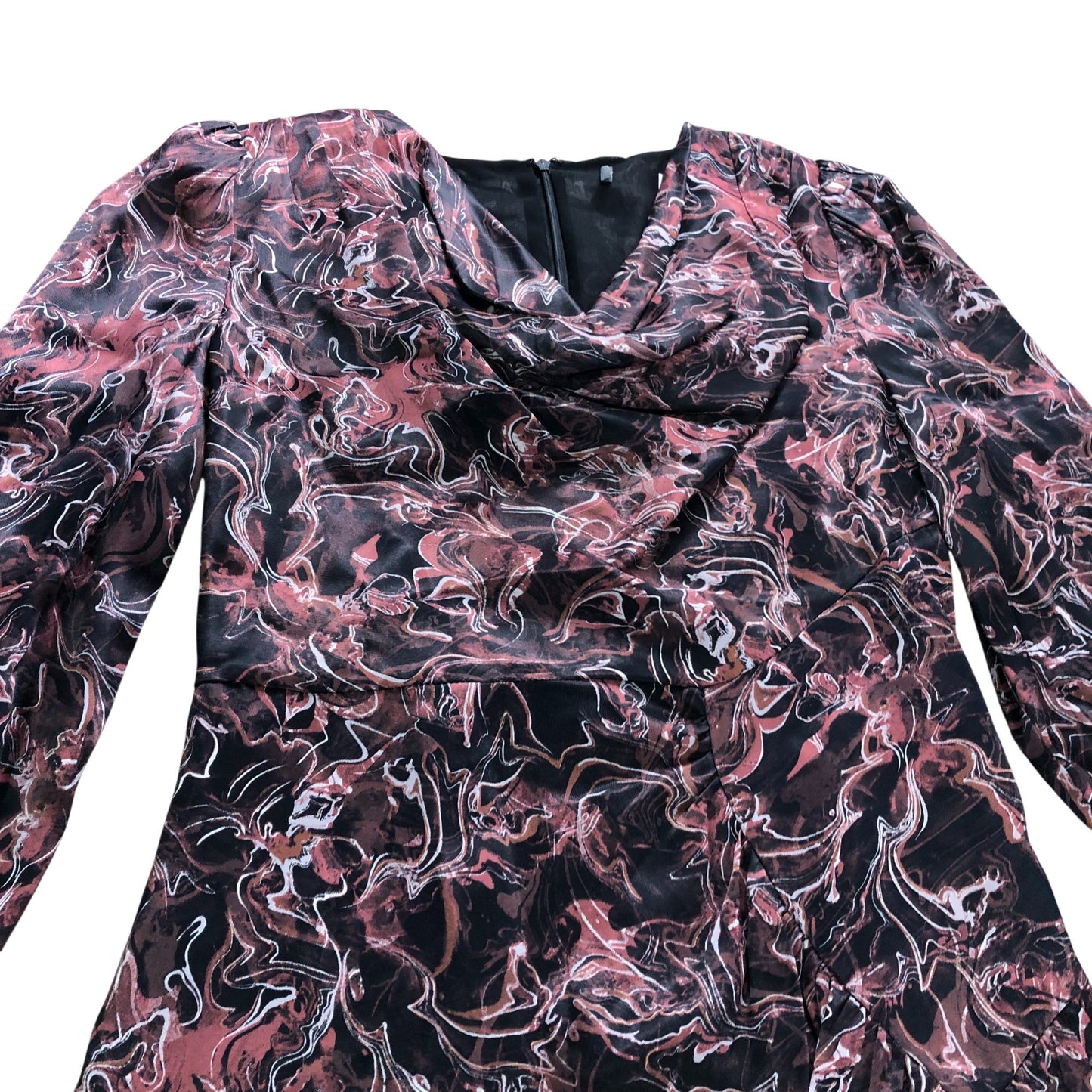 Branded Marble Print Asymmetric Mini Dress - Size 10