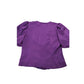 Purple Satin Blouse UK12 Women's Puff Sleeve Beaded Bow Detail Top