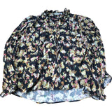 Baukjen Floral Blouse UK14 Women's Long Sleeve Black Eco Viscose Ruffled Top