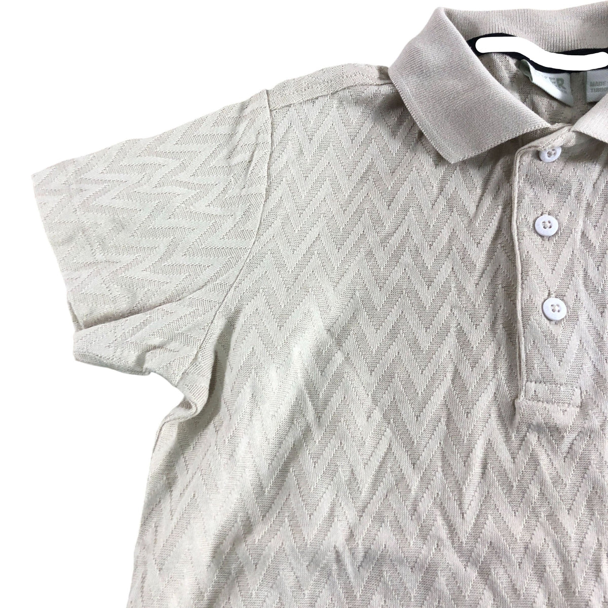 Polo Shirt 6 Years Kids Cotton Cream Chevron Pattern
