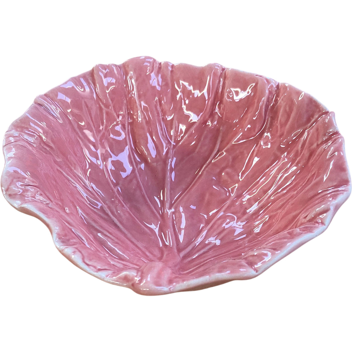 Pink Cabbage Leaf Shaped Ceramic Dish