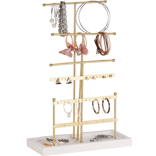 Jewellery Stand Holder 6 Tiers Gold Organiser for Necklace & Earring Display