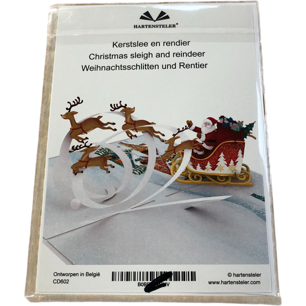 Hartensteler Pop-Up Christmas Card Santa and Reindeer