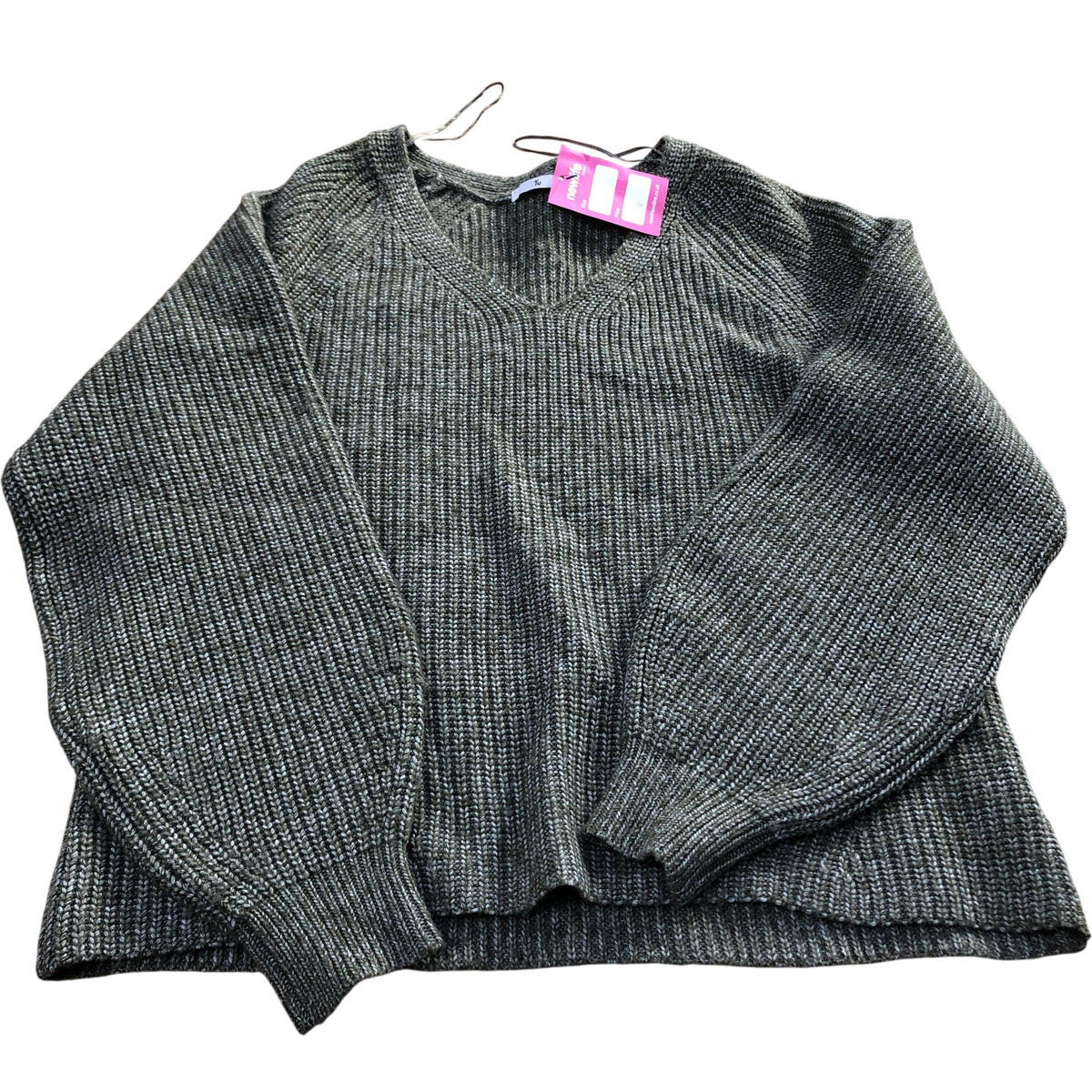 Women's Size 8 V Neck Sweater Thick Knit Long Sleeve Green Top