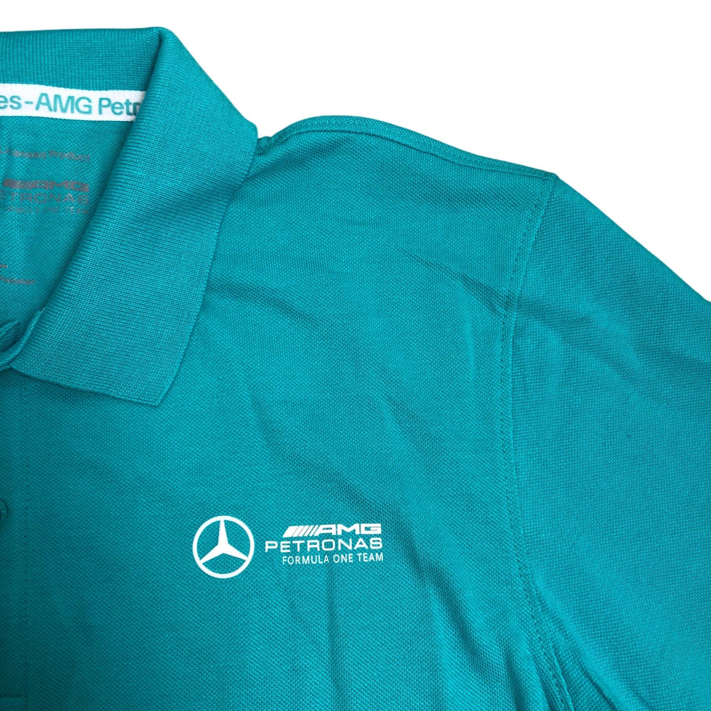 Mercedes-AMG Petronas Team Polo Shirt L Men's Cool Aqua Display Logo