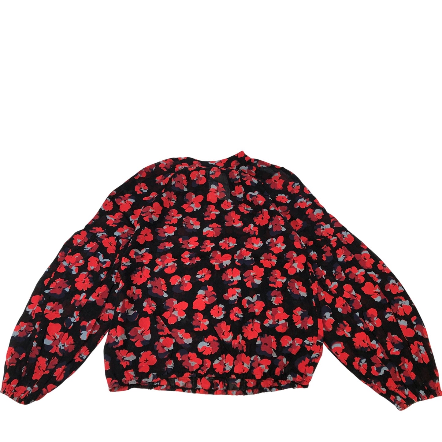 Floral Blouse Women's Long Sleeve Black Red Patterned UK6