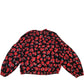 Floral Blouse Women's Long Sleeve Black Red Patterned UK18