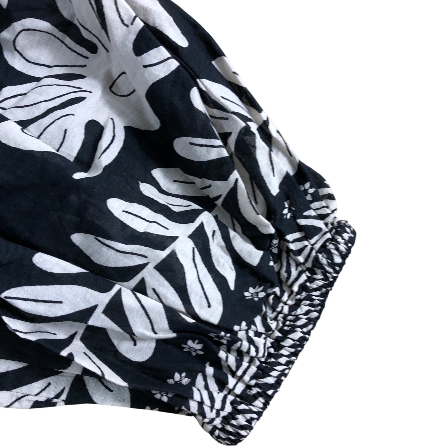 River Island UK8 Women's Black Floral Blouse 100 Cotton Puff Sleeve Top