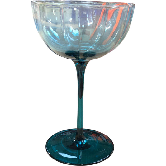 Vintage Style Teal Cocktail Glass