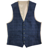 Moss London Men's Navy Check Waistcoat Size UK 38R Stylish Formal Vest