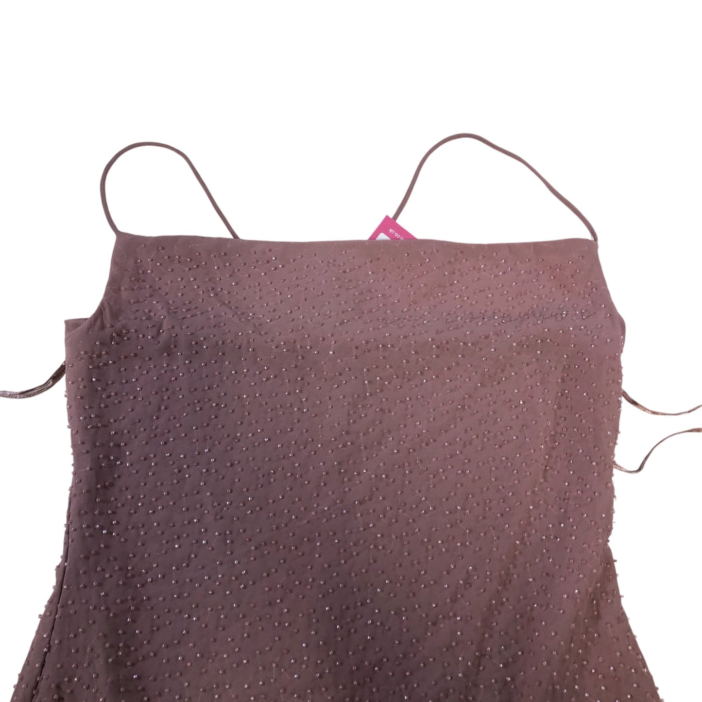 River Island UK8 Women's Pink Spaghetti Strap Tank Top Embellished Design