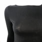 Branded Long Sleeve Zip Detail Top UK 8 Women's Black Ruched Stretch Jersey