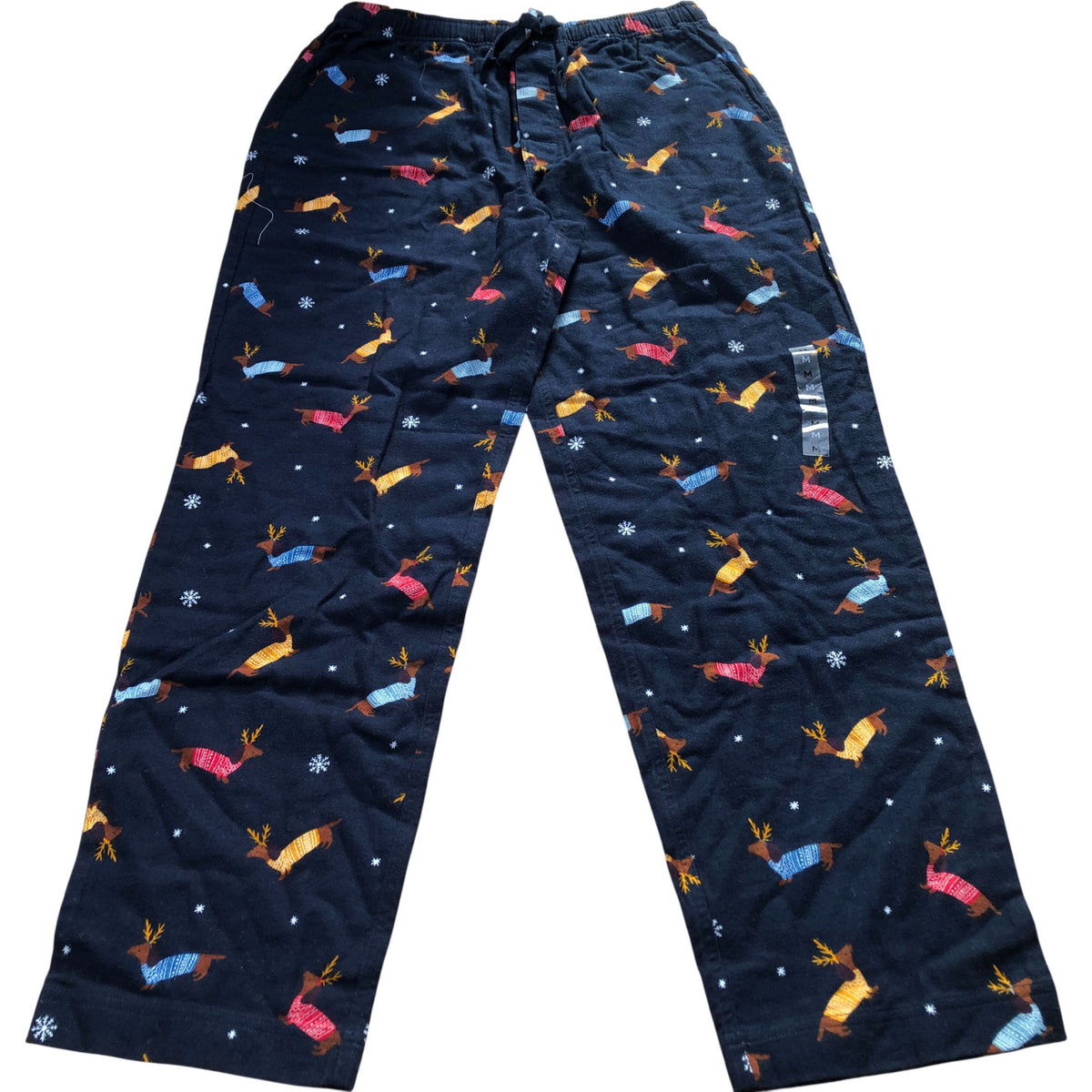 Pyjamas Cotton Dachshund Reindeer Print Loungewear Medium