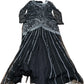 Beaded Maxi Dress UK Size 14 Evening Wear Long Sleeve Black Sparkly