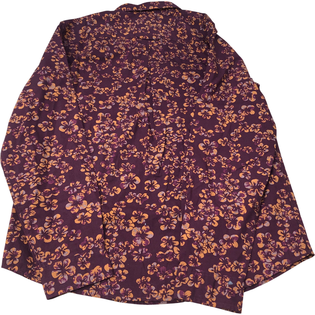 Floral Casual Shirt Men's Long Sleeve Burgundy Size M