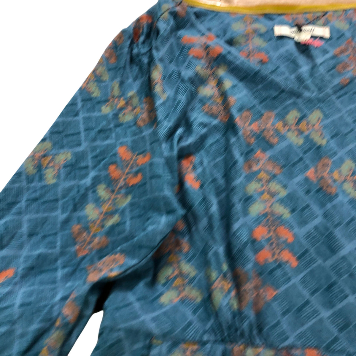 Floral Print Dress UK12 Women's Long Sleeves Blue