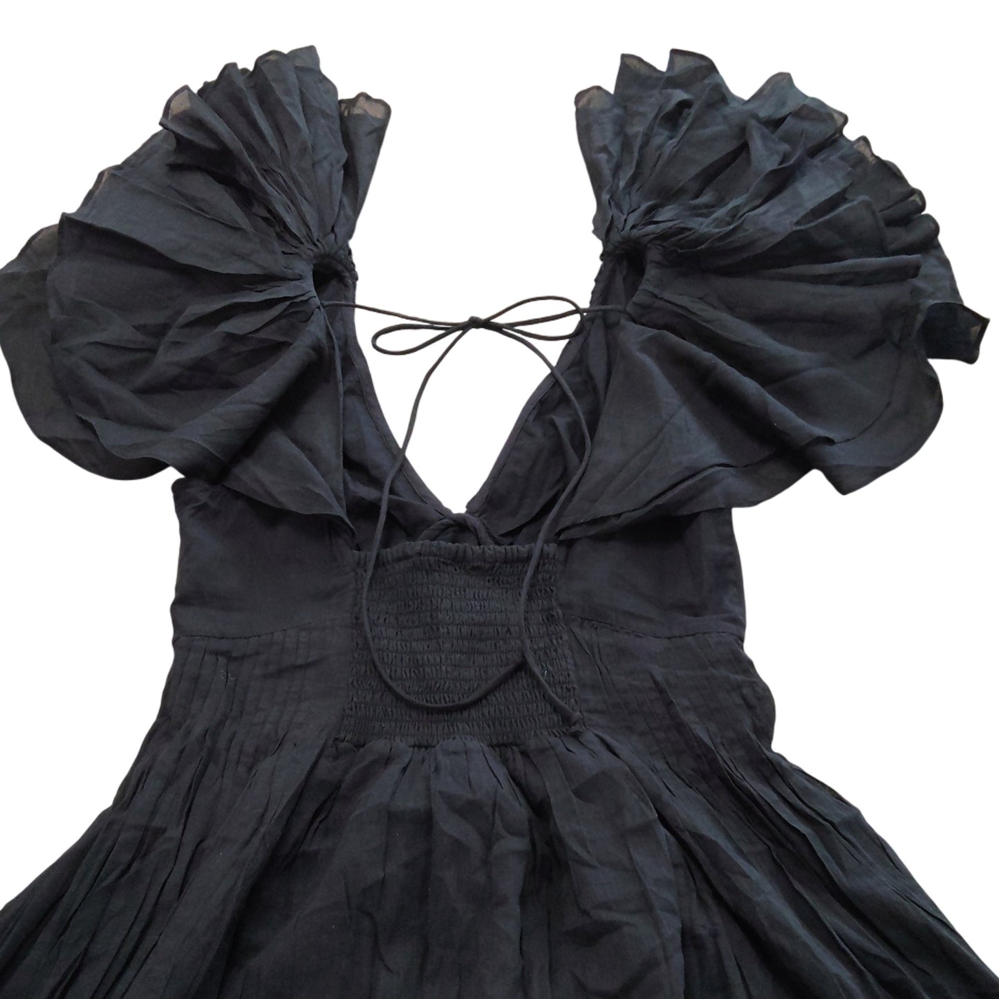 River Island UK12 Women's Black Puff Sleeve Midi Dress Casual Summer Style