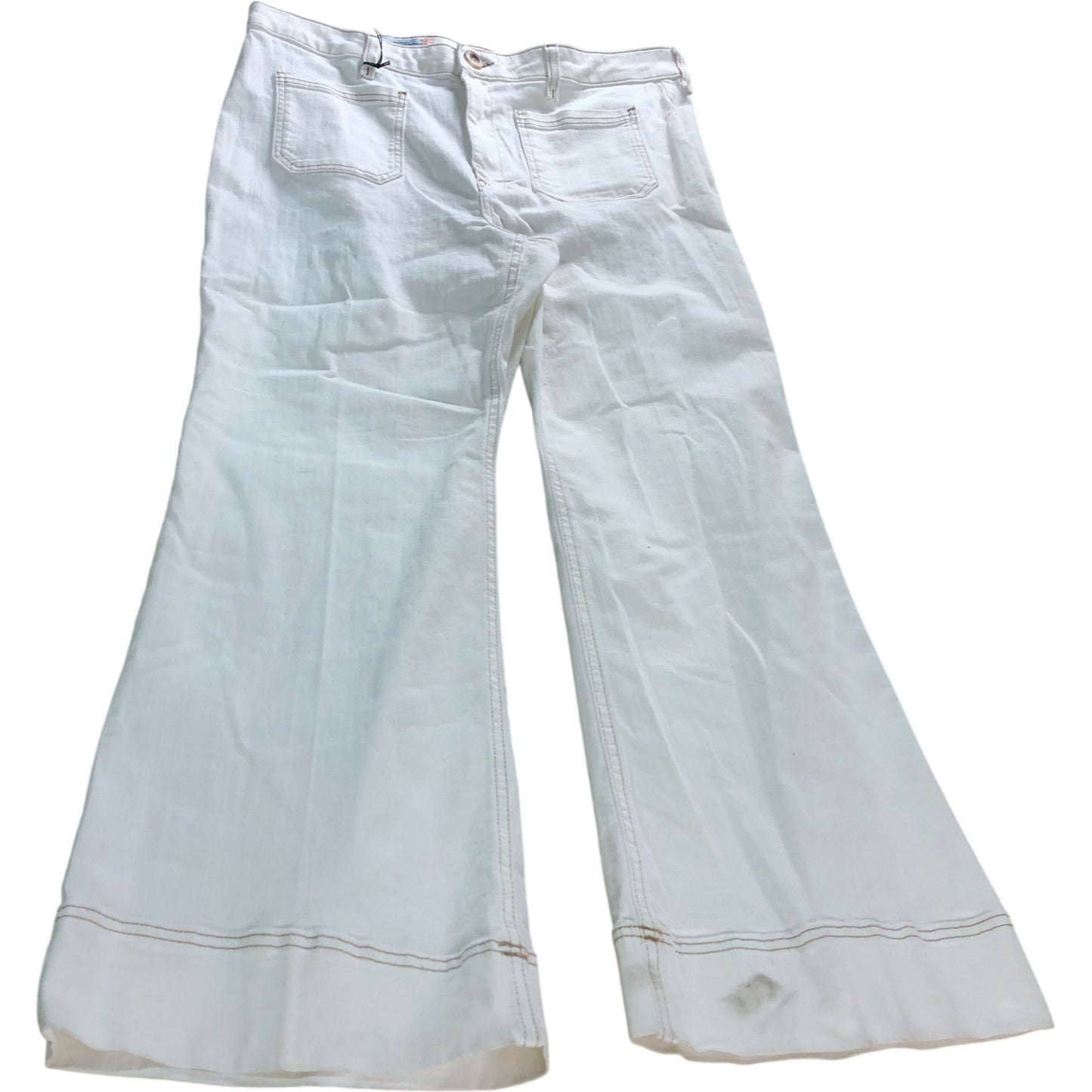 River Island High Rise Wide Leg Jeans Women's White Denim Specialist Size 16R