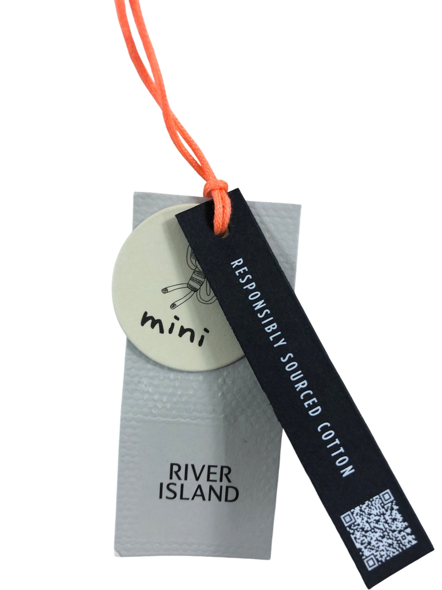 River Island Mini Girls White Bow Print Top Size 12-18 Months Cotton