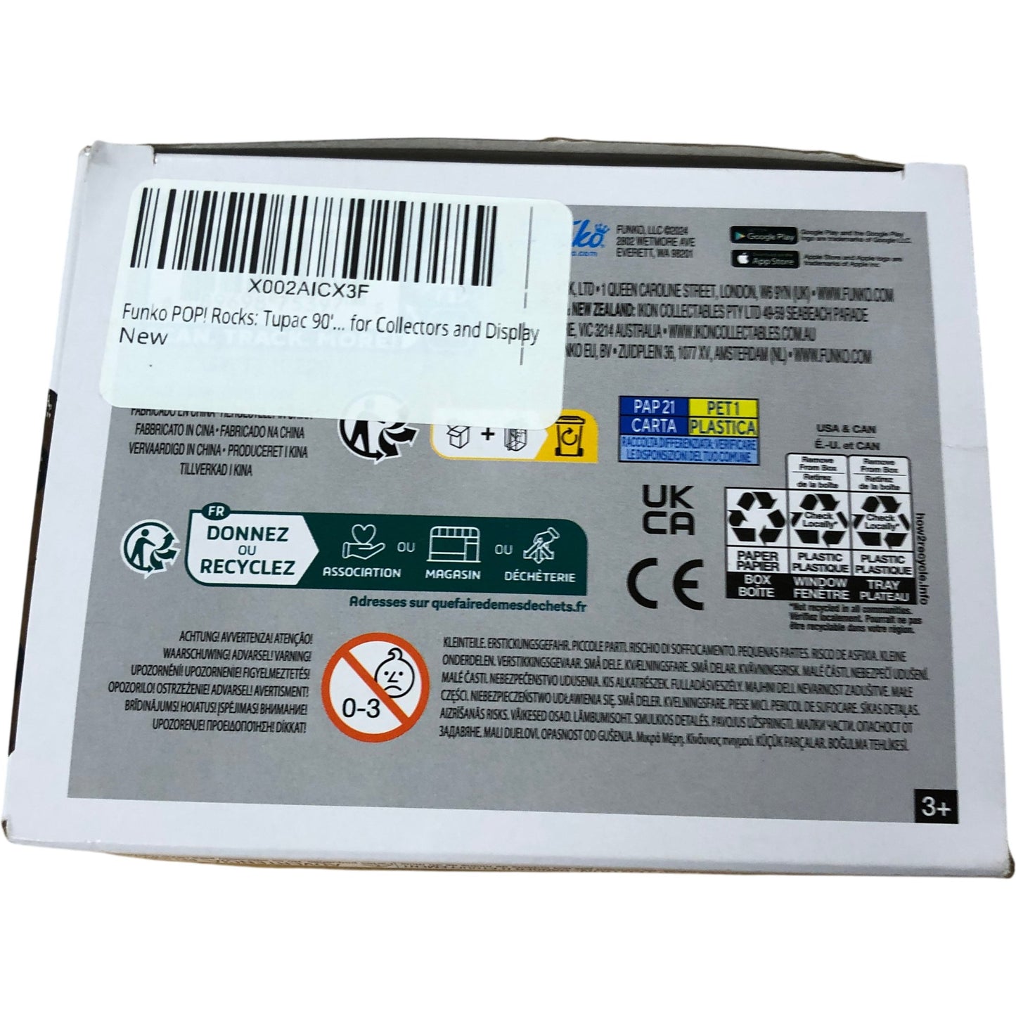 Funko POP Rocks 387 Tupac Shakur Vinyl Figure Thug Life Collectible New