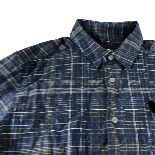 Branded Navy Checked Flannel Shirt - Size Medium