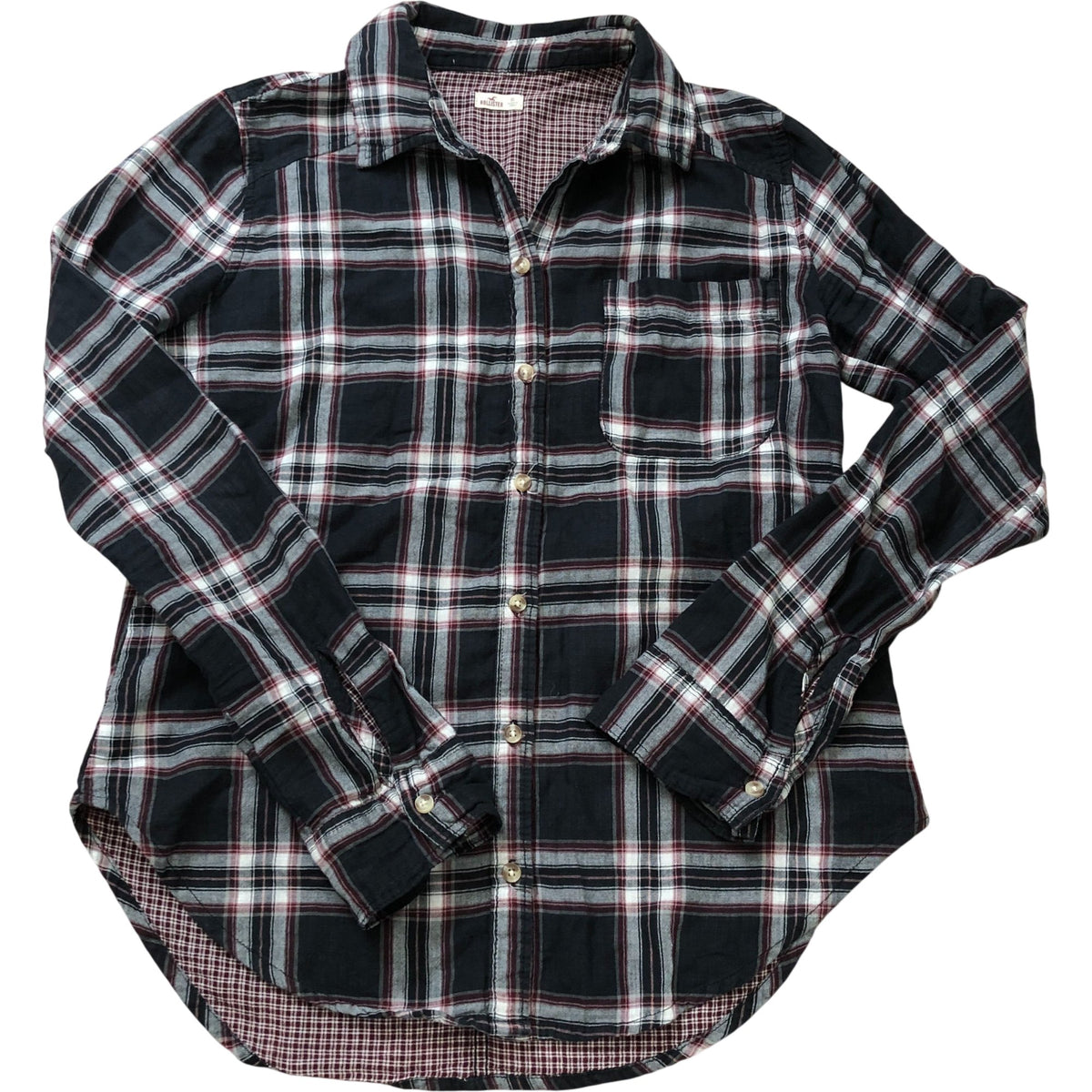Checked Flannel Shirt XS Women's Long Sleeve Button Up Top