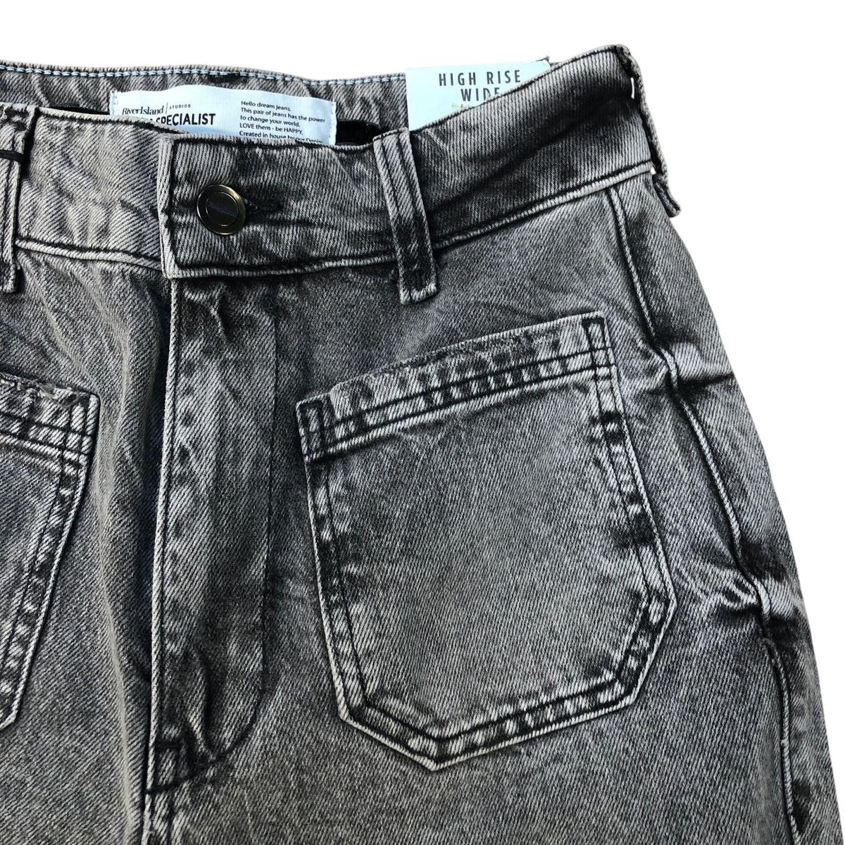 River Island High Rise Wide Grey Denim Jeans