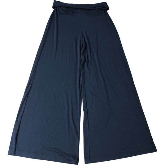 Navy Wide Leg Trousers Size 12 Women's Viscose Blend