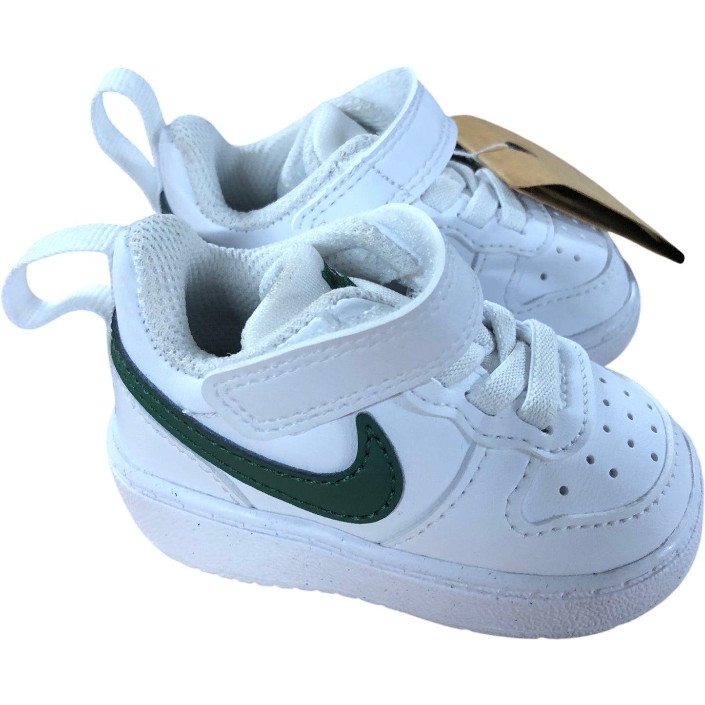 Nike White Green All Day Play Trainers UK1.5 Kids Sneakers