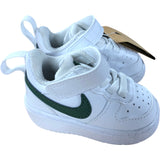 Nike White Green All Day Play Trainers UK1.5 Kids Sneakers