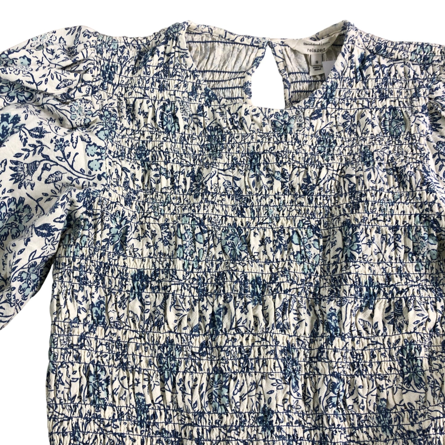 River Island Floral Print Blouse UK8 Women's Long Sleeve Peplum Top Cotton
