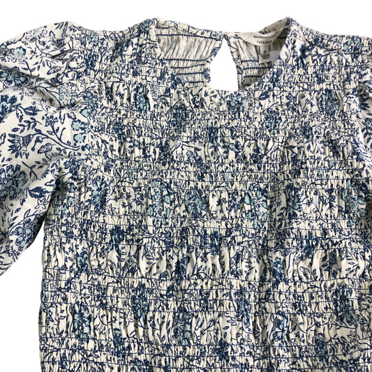 River Island Floral Print Blouse UK8 Women's Long Sleeve Peplum Top Cotton