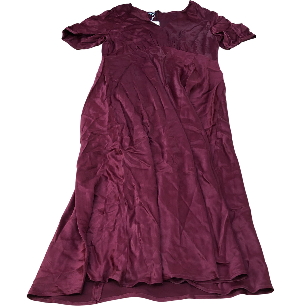 Baukjen Midi Dress Viscose Burgundy Size 16 Women's Short Sleeve Elegant