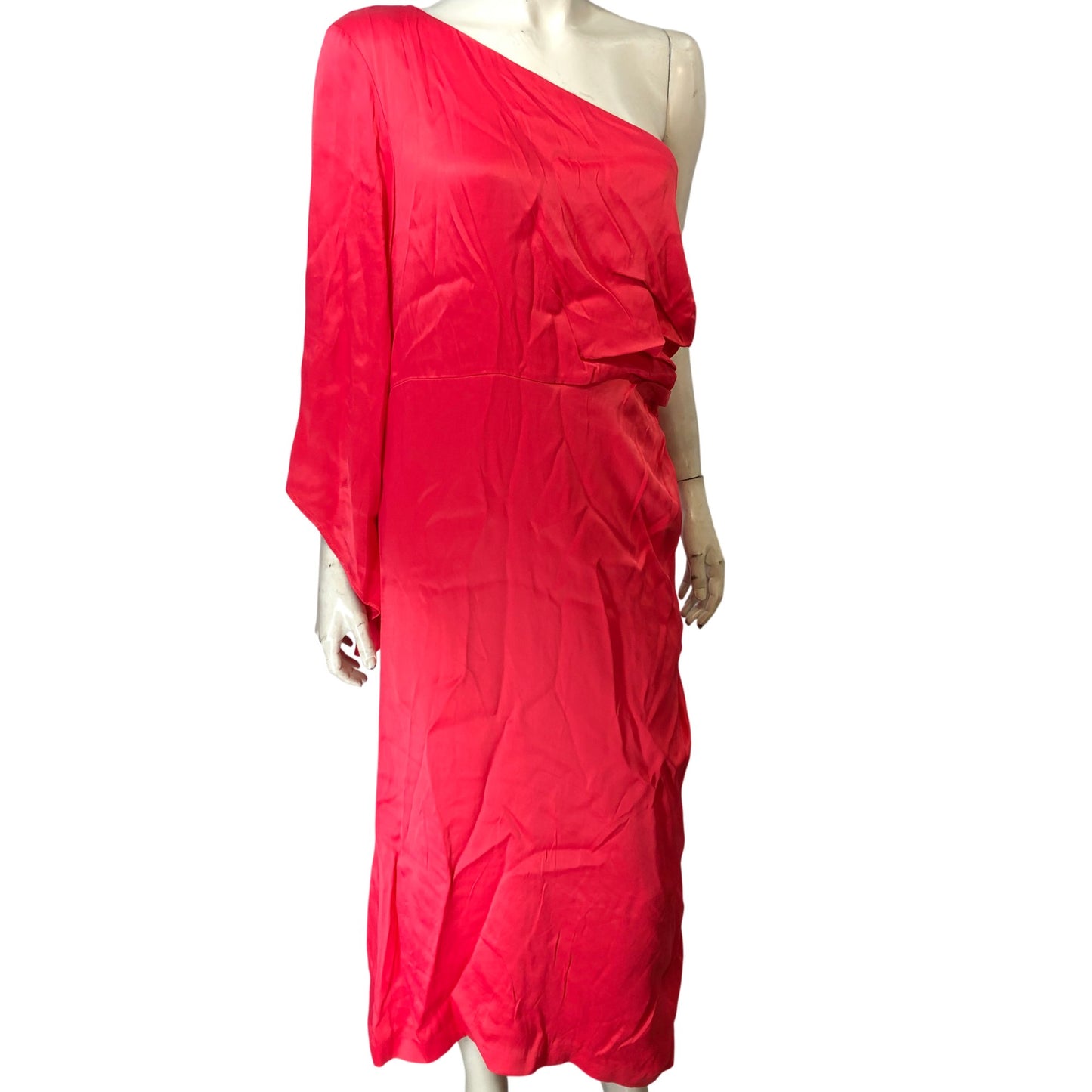 Branded Chic One Shoulder Dress Women's Elegant Red Maxi Dress Size UK16