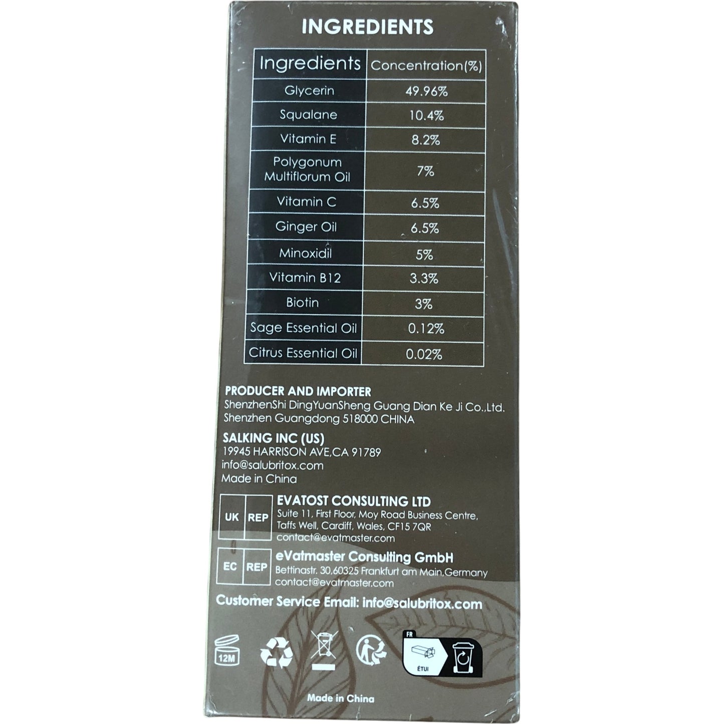 SALUBRITO 5% Minoxidil Hair Regrowth Treatment Unscented 120ml Two Month Supply