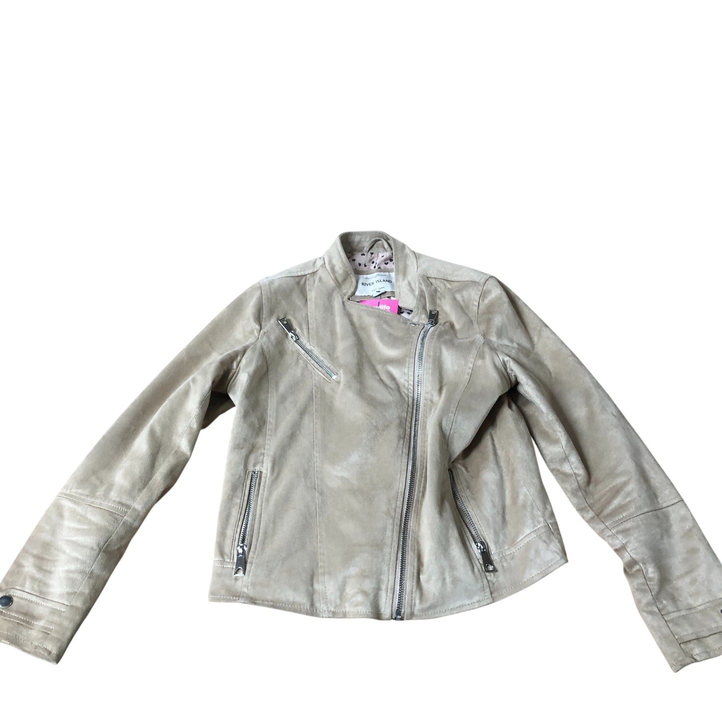 River Island Girl's Jacket Beige Zip Closure Fashion 12 Years