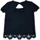 River Island T-Shirt Girls Short Sleeve Black Top Embroidery Size 11-12 Years