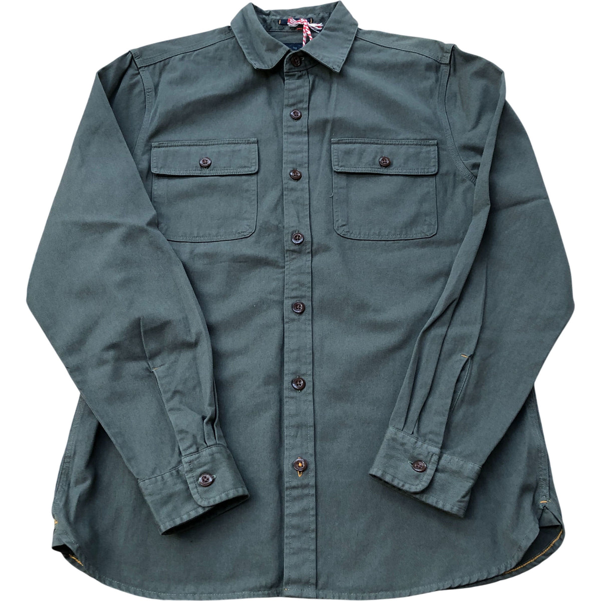 Furze Garment Dye Twill Shirt Khaki Green Size XS