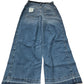 River Island Wide Leg Jeans Women's Blue Classic High Waisted Belted