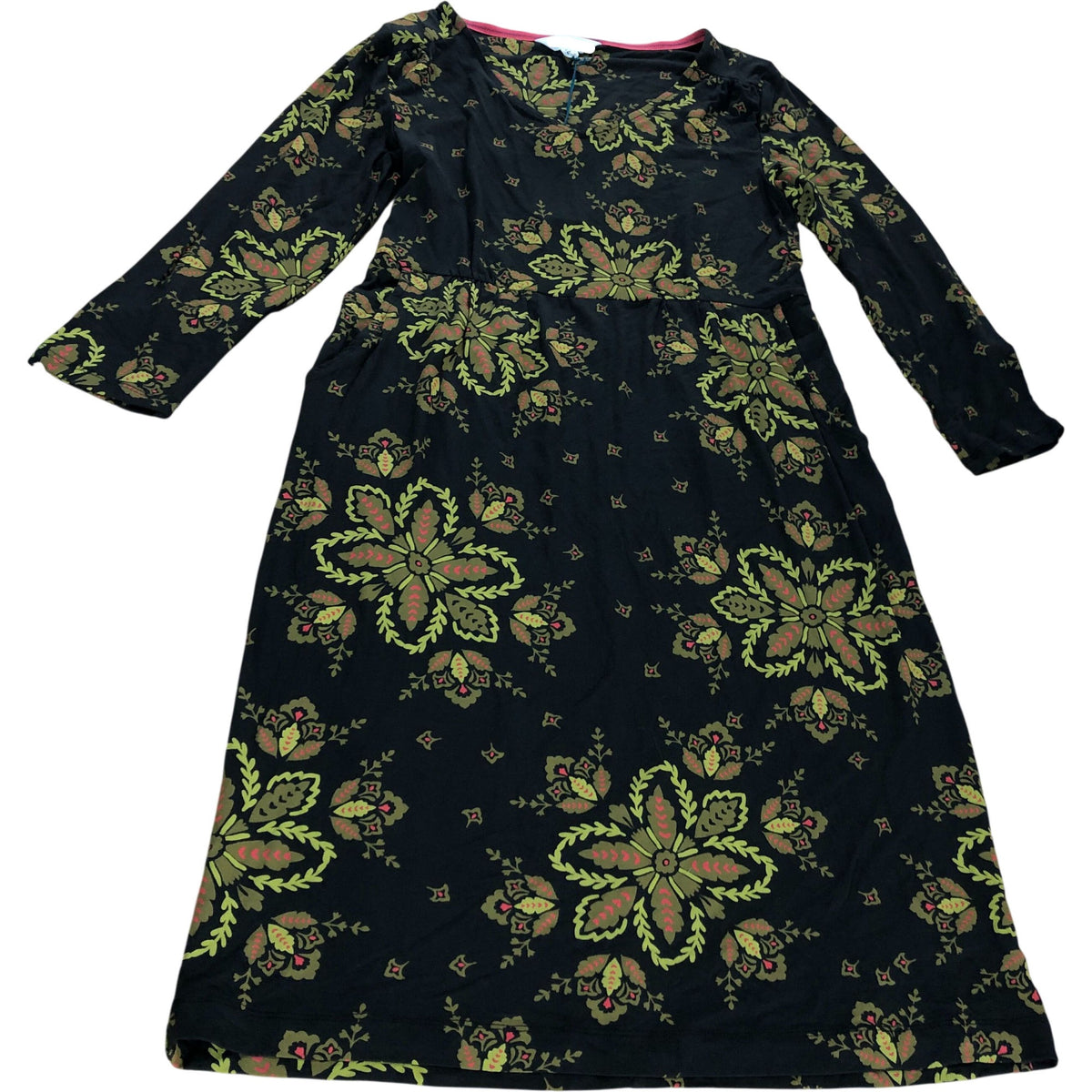 Tallie Eco Vero Jersey Dress UK8 Women's Black Floral Long Sleeve