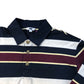 Red & Blue Striped Long Sleeve Polo Shirt Size M