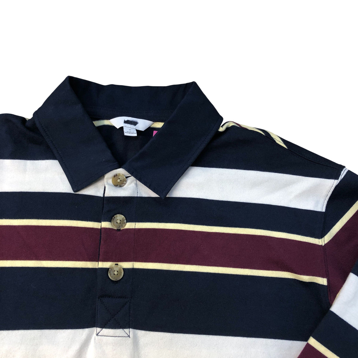Red & Blue Striped Long Sleeve Polo Shirt Size M