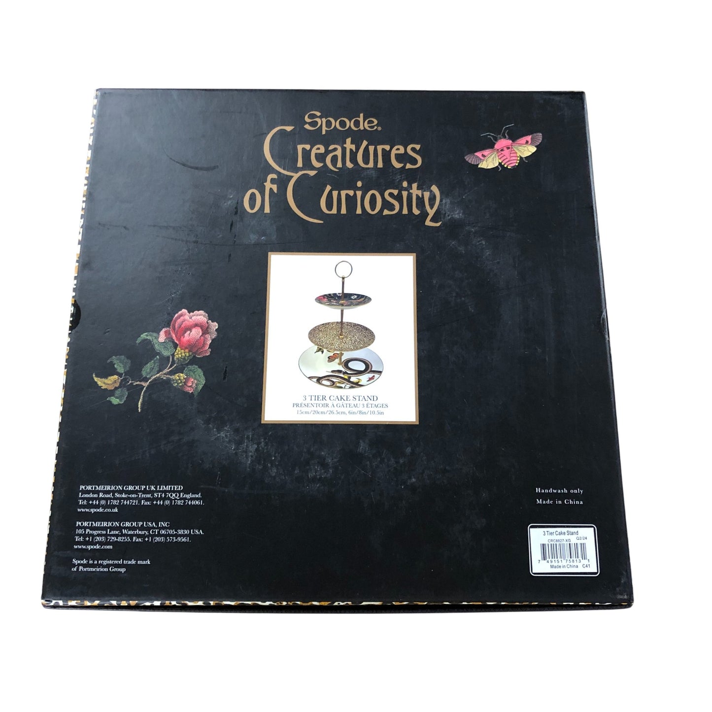 Spode Features Of Curiosity 3 Tier Cake Stand Floral Design Collectible