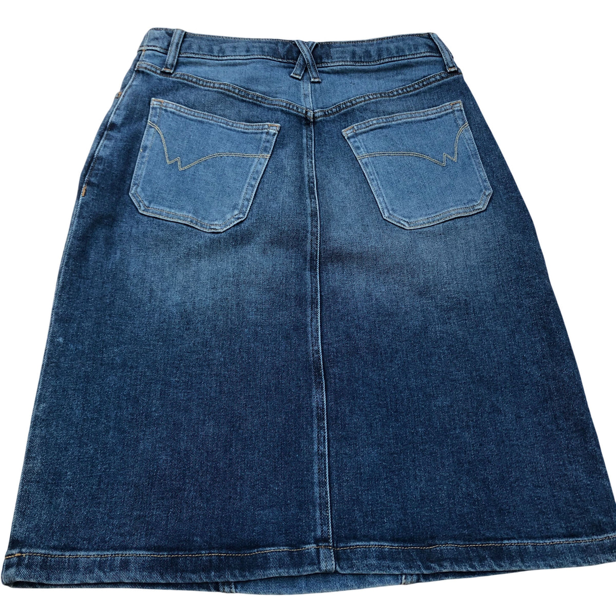Denim A-Line Skirt 10R Women's Blue High Waist Cotton Blend