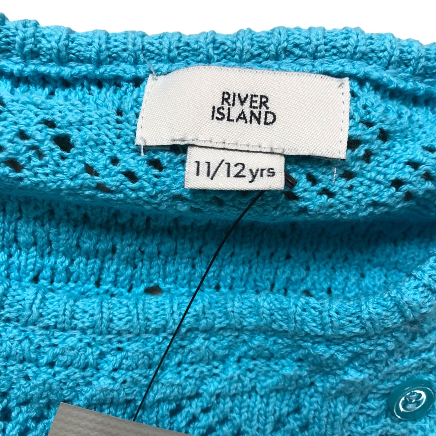 River Island Cardigan 11-12 Years Girls’ Button Up Knitted Bright Blue