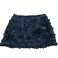 Elegant Black Floral Skirt UK Size 12 Women's Layered Short Adjustable
