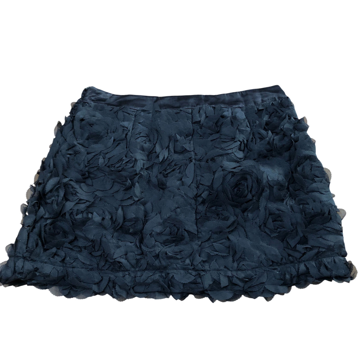 Elegant Black Floral Skirt UK Size 12 Women's Layered Short Adjustable