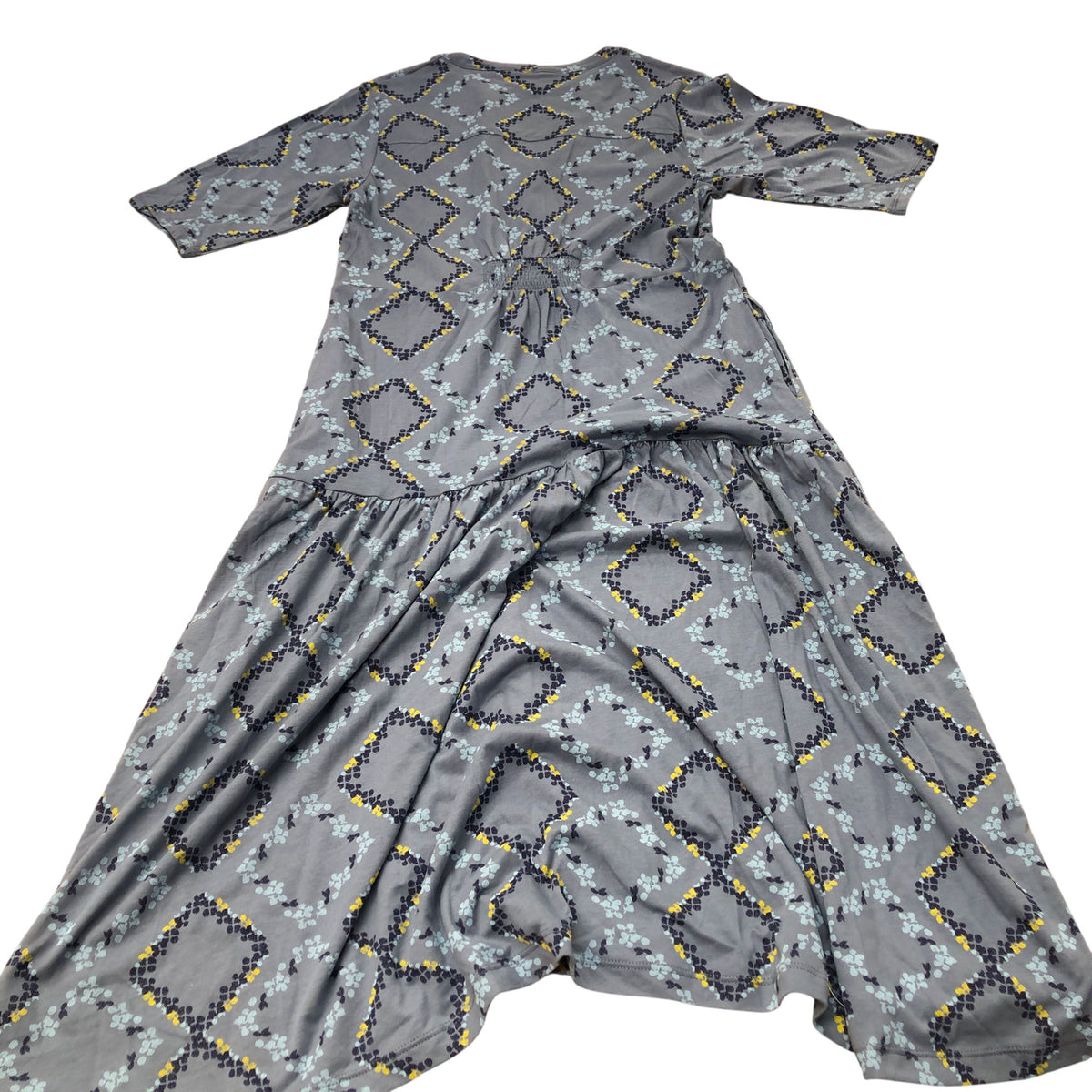 Midi Dress Women's Patterned V Neck Three Quarter Sleeve Casual UK8